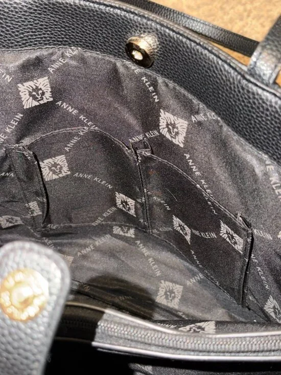 Anne Klein Black Tote Bag EUC - Large Minimalist Shoulder Bag - Picture 3 of 8